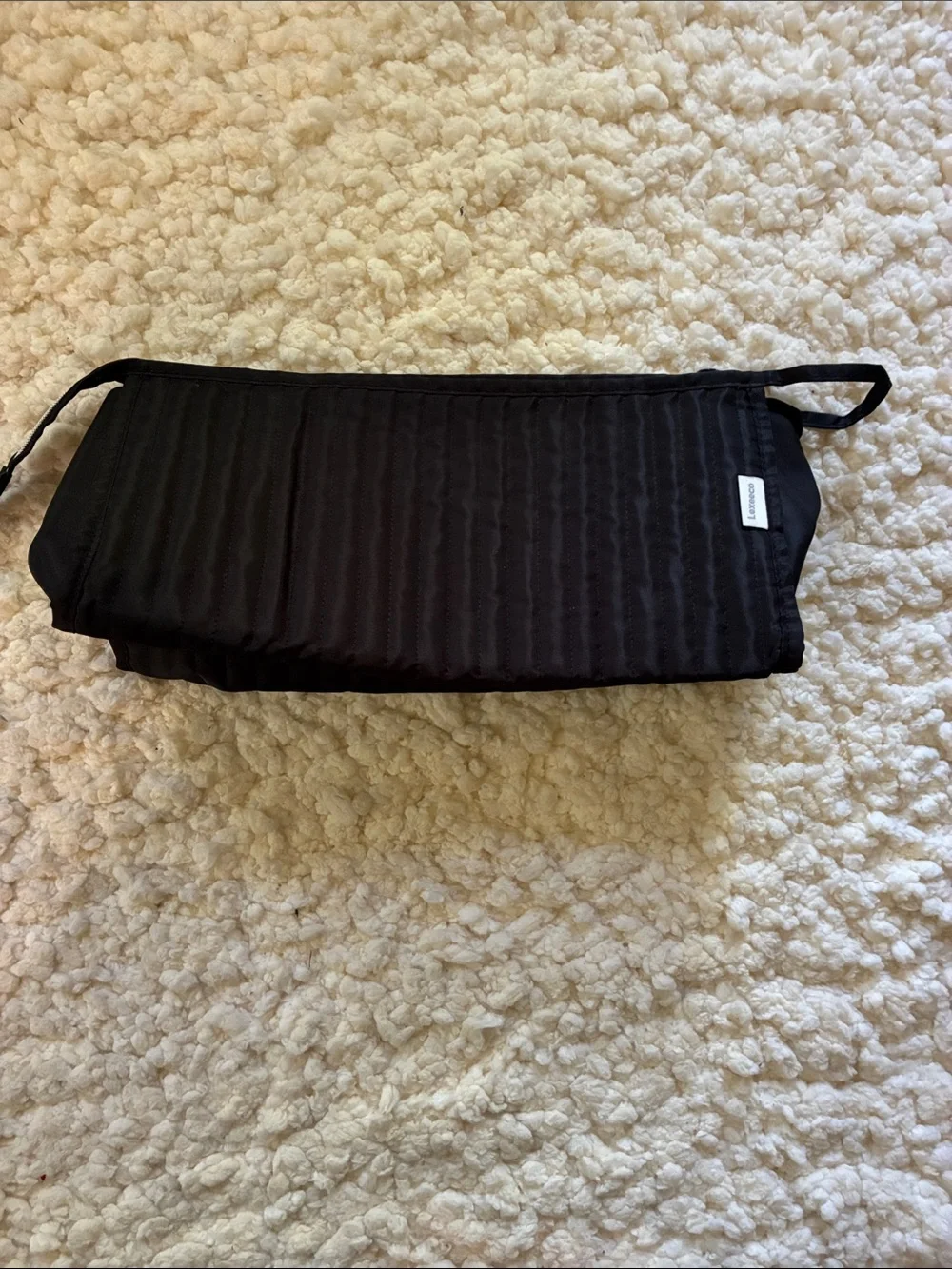 Black Quilted Makeup Organizer Pouch - Compact Travel Cosmetic Bag